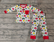 Load image into Gallery viewer, Baby Boys Fall Farm Red Top Pants Long Sleeve Pajamas Clothes Sets
