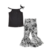 Load image into Gallery viewer, Baby Girls Black Halter Top Black Tie Dye Denim Pants Clothes Sets
