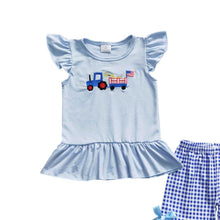 Load image into Gallery viewer, Baby Girls 4th Of July Dog Ruffle shorts Clothes Sets
