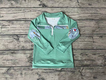 Load image into Gallery viewer, Baby Boys Green Fishing Patchwork Long Sleeve Zip Pullover Tops
