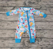 Load image into Gallery viewer, Baby Boys Blue Color Smore Cookie Fire Zip Rompers
