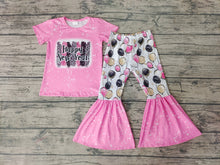 Load image into Gallery viewer, Baby Girls Happy New Year Pink Balloon Bell Pants Sets
