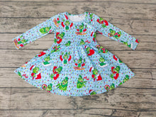 Load image into Gallery viewer, Baby Girls Christmas Cartoon Green Knee Length Dresses
