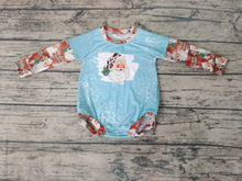 Load image into Gallery viewer, Baby Girls Santa Western Blue Color Christmas rompers
