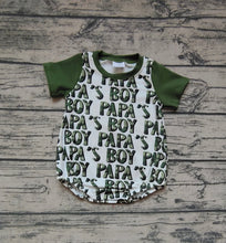 Load image into Gallery viewer, Baby Boys Papa&#39;s Boy Green Short Sleeve Rompers
