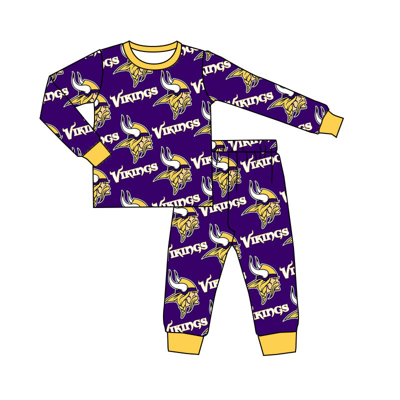 Baby Boys Purple Team Long Sleeve Team Pants Pajamas Sets split order preorder Feb 18th