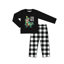 Load image into Gallery viewer, Baby boys dinosaur Christmas plaid pants sets
