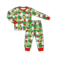 Load image into Gallery viewer, Baby boys Christmas plaid green pajamas pants sets
