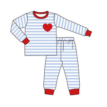 Load image into Gallery viewer, Baby Boys Valentines Heart Stripe Pajamas clothes sets
