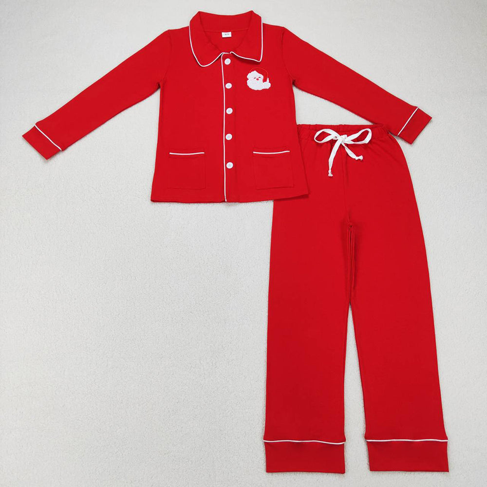 Adult Men Christmas Santa Red Color Pocket Top Pajamas Clothes Sets