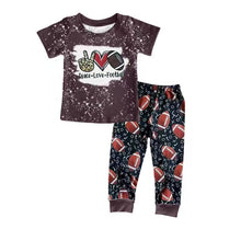 Load image into Gallery viewer, baby boys peace love football pants clothing sets
