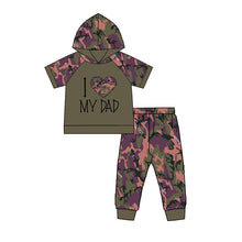 Load image into Gallery viewer, Baby Boys Camo I love Dad Hoodie Top pants clothes sets
