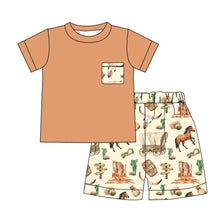 Load image into Gallery viewer, Baby boy western pocket shorts sets
