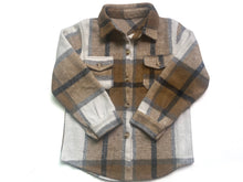 Load image into Gallery viewer, Baby kids brown plaid pocket shirts
