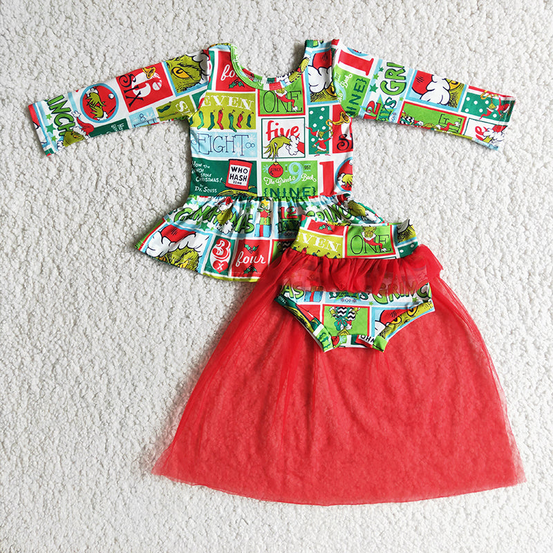 Christmas green red tutu bummie sets