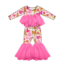 Load image into Gallery viewer, Baby girls Christmas castle cartoon tutu bell pants sets
