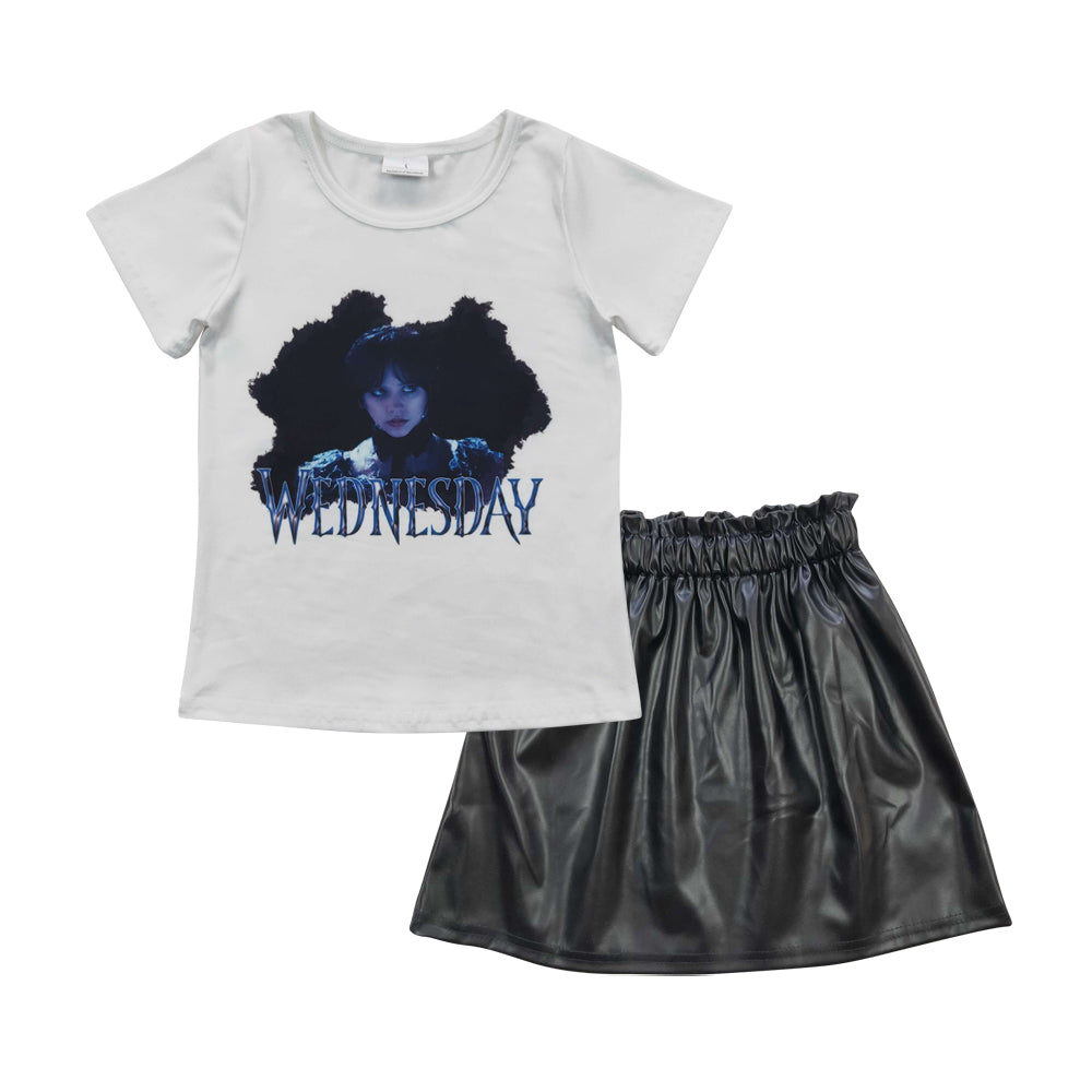 Mama's Girl Smile Shirt Black Pleather Skirts Sets