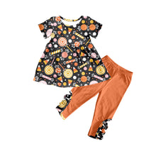 Load image into Gallery viewer, Baby girls Halloween candy cross legging pants clothes sets
