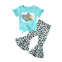 Load image into Gallery viewer, Baby Girls Bee Kind Heart Leopard Pants clothes sets
