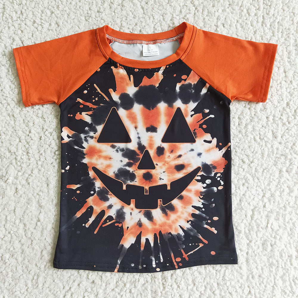 Baby kids Short Sleeve Halloween pumpkin face shirts