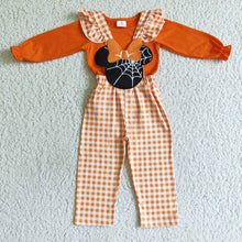 Load image into Gallery viewer, Baby girls halloween spider mouse overall fall clothes sets
