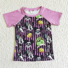 Load image into Gallery viewer, Baby kids Short Sleeve Halloween purple shirts
