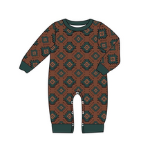 Load image into Gallery viewer, Baby boys western aztec fall rompers
