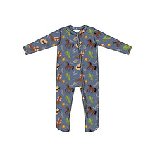 Load image into Gallery viewer, Baby boys western horse zip rompers
