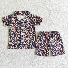 Load image into Gallery viewer, Baby girls leopard summer pajamas
