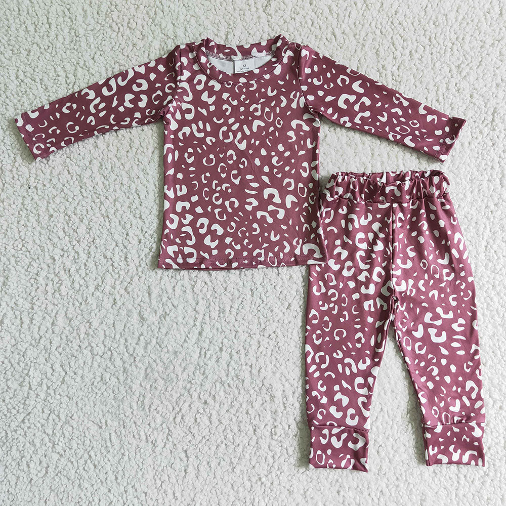 baby girls brown leopard fall pajamas sets