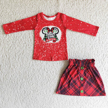 Load image into Gallery viewer, Christmas red shirt skirt sets
