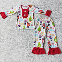 Load image into Gallery viewer, Girls nutcracker soldier pajamas
