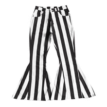 Load image into Gallery viewer, Baby Girls black white stripe denim pants jeans

