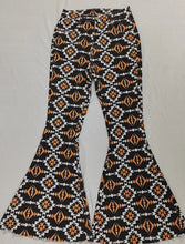 Load image into Gallery viewer, Adult Women Orange Black Aztec Denim Bell Pants Jeans
