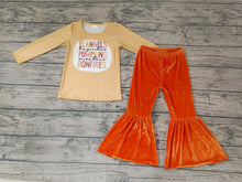 Load image into Gallery viewer, baby girls pumpkin velvet bell pants sets
