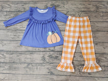 Load image into Gallery viewer, Baby girls pumpkin ruffle pants clothes sets
