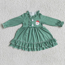 Load image into Gallery viewer, Baby Girls Santa Green Plaid Christmas Gown(Knee legnth) Pajamas Dresses
