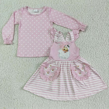 Load image into Gallery viewer, Baby Girls Christmas pink santa strap dress 2pcs clothing sets
