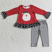Load image into Gallery viewer, Baby Girls santa Christmas stripe legging pants clothes sets
