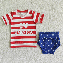 Load image into Gallery viewer, Baby girls 4th of july summer bummie sets(can choose headband here)
