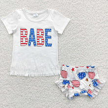 Load image into Gallery viewer, Baby Girls 4Th Of July Babe Bummie Sets
