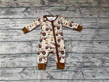 Load image into Gallery viewer, Baby Boys Brown Construction Zip Rompers
