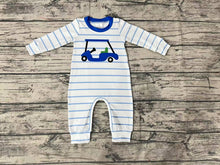 Load image into Gallery viewer, Baby Boys Golf Blue Stripes Short Sleeve Rompers
