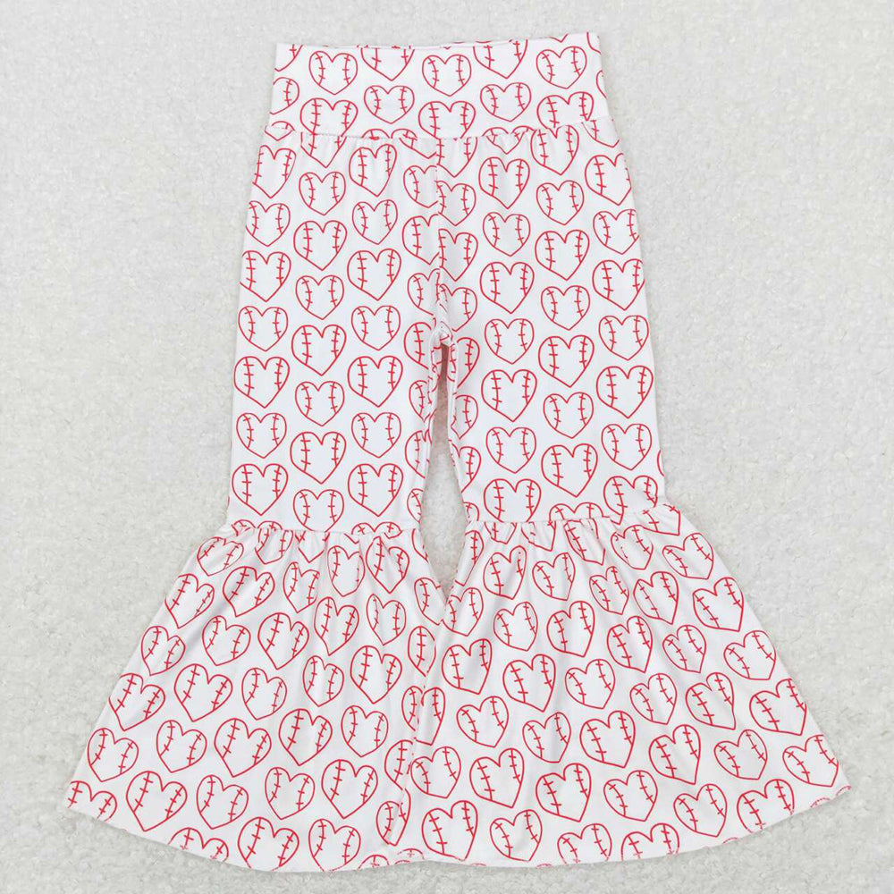 Baby Girls Baseball White Red Bell Flare Pants