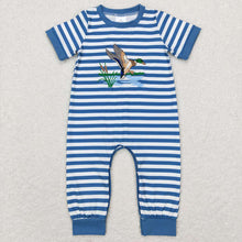 Load image into Gallery viewer, Baby Boys Blue Stripes Duck Tops Shorts Brother Clothing Sets
