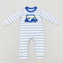 Load image into Gallery viewer, Baby Boys Golf Blue Stripes Short Sleeve Rompers
