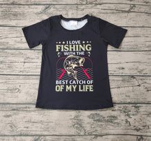Load image into Gallery viewer, Baby Boys Love Fishing Black Short Sleeve Tee Shirts Tops
