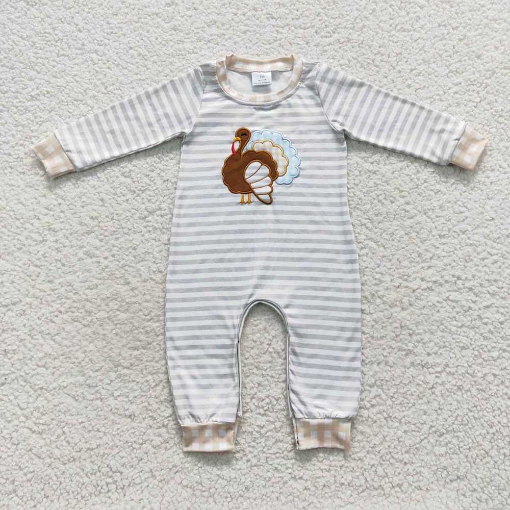 Baby Boys Thanksgiving Turkey Long Sleeve Rompers