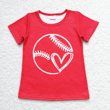 Load image into Gallery viewer, Baby Girls Baseball Red Short Sleeve Tee Shirts Tops
