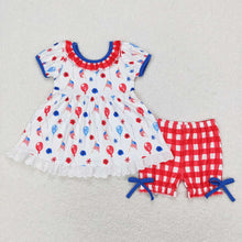Load image into Gallery viewer, Baby Girls 4th Of July Balloon Tunic Top Shorts Outfits Clothes Sets

